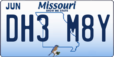 MO license plate DH3M8Y