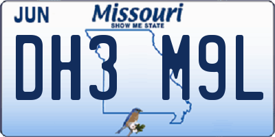 MO license plate DH3M9L