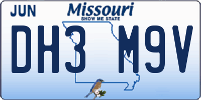 MO license plate DH3M9V