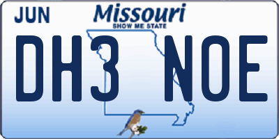 MO license plate DH3N0E