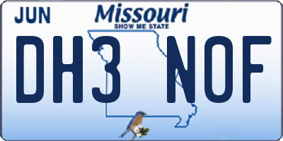 MO license plate DH3N0F