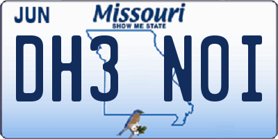 MO license plate DH3N0I