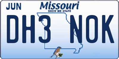 MO license plate DH3N0K