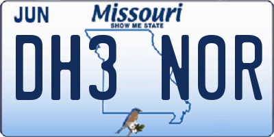 MO license plate DH3N0R