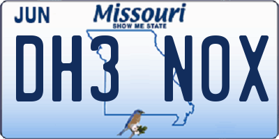 MO license plate DH3N0X