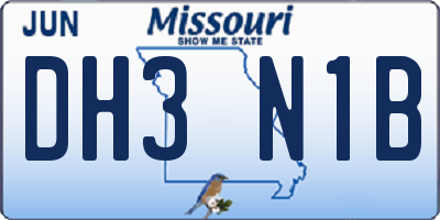 MO license plate DH3N1B
