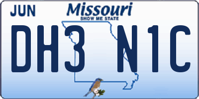 MO license plate DH3N1C