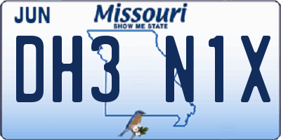 MO license plate DH3N1X
