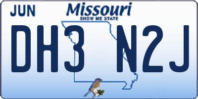 MO license plate DH3N2J