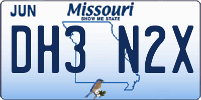 MO license plate DH3N2X