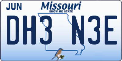 MO license plate DH3N3E