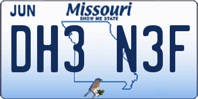MO license plate DH3N3F