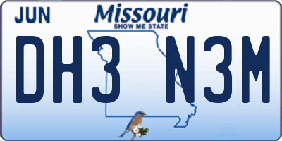 MO license plate DH3N3M