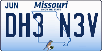 MO license plate DH3N3V