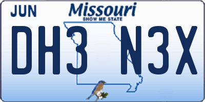 MO license plate DH3N3X
