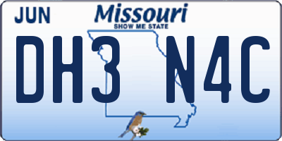 MO license plate DH3N4C