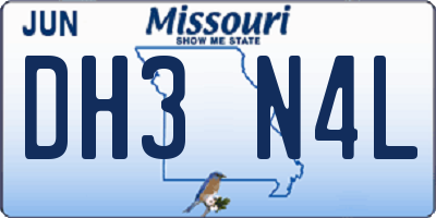 MO license plate DH3N4L
