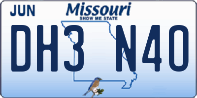 MO license plate DH3N4O