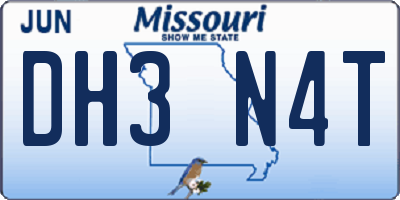 MO license plate DH3N4T
