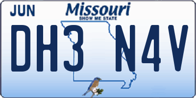 MO license plate DH3N4V