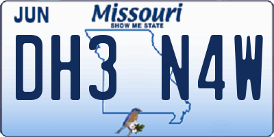 MO license plate DH3N4W