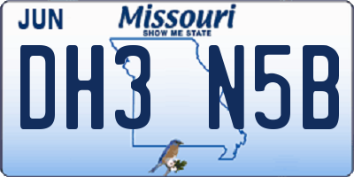 MO license plate DH3N5B