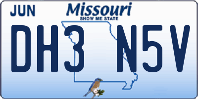 MO license plate DH3N5V