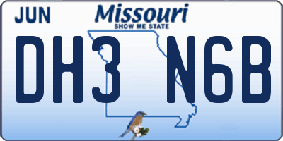 MO license plate DH3N6B