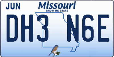 MO license plate DH3N6E
