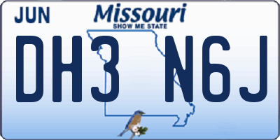 MO license plate DH3N6J