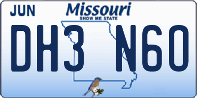 MO license plate DH3N6O
