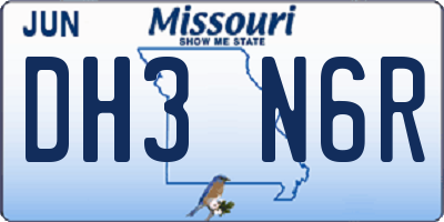 MO license plate DH3N6R
