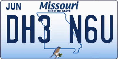 MO license plate DH3N6U