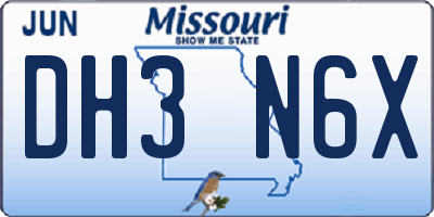 MO license plate DH3N6X
