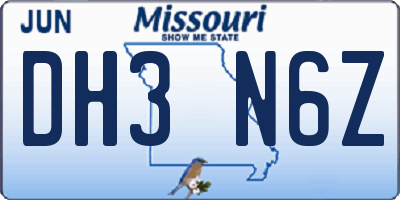 MO license plate DH3N6Z