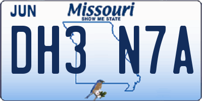 MO license plate DH3N7A