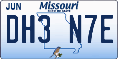 MO license plate DH3N7E