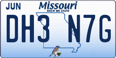 MO license plate DH3N7G