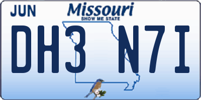 MO license plate DH3N7I
