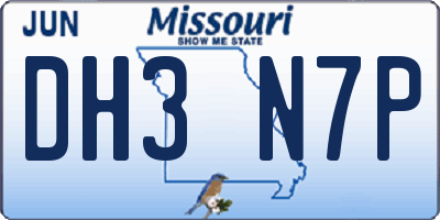 MO license plate DH3N7P