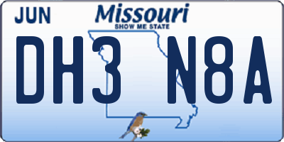 MO license plate DH3N8A