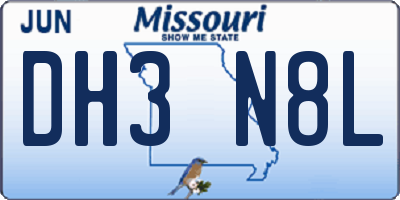 MO license plate DH3N8L