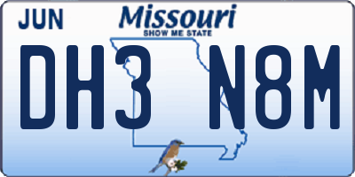 MO license plate DH3N8M