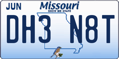 MO license plate DH3N8T