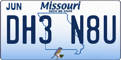 MO license plate DH3N8U