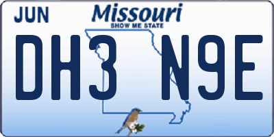 MO license plate DH3N9E