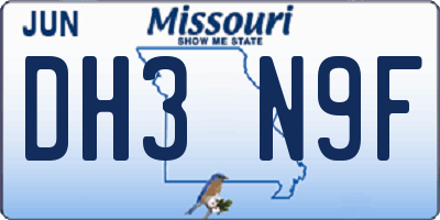 MO license plate DH3N9F