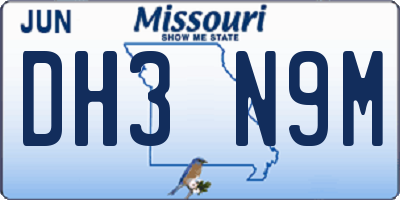 MO license plate DH3N9M