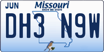MO license plate DH3N9W