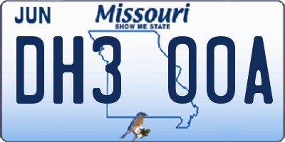 MO license plate DH3O0A